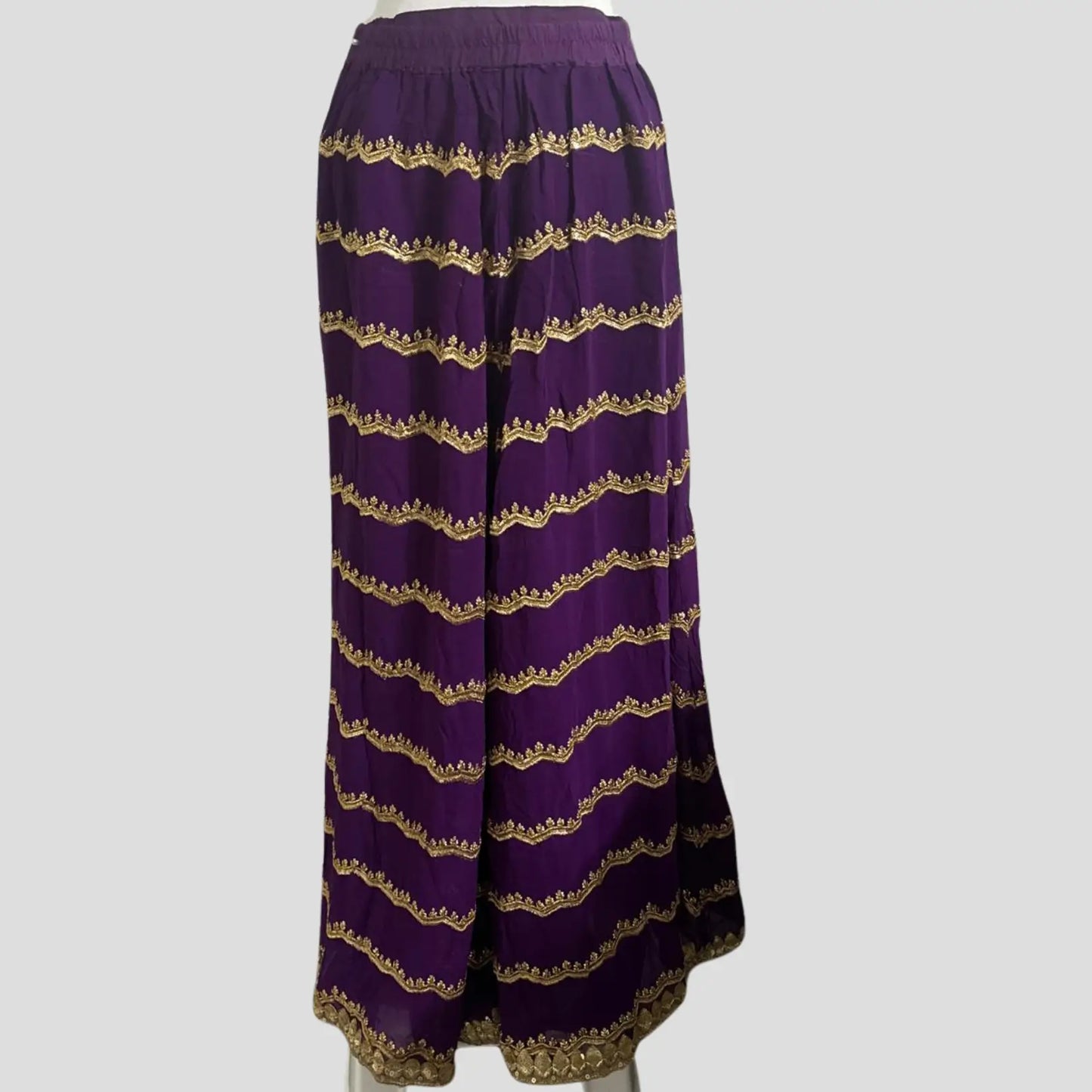 Beige and Purple Silk Embroidered Sharara Set