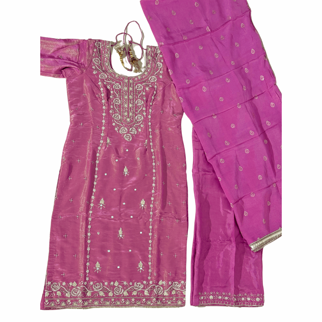 Hand Embroidered Top with Dupatta and Palazzo ROOHANI FASHIONS LLC.