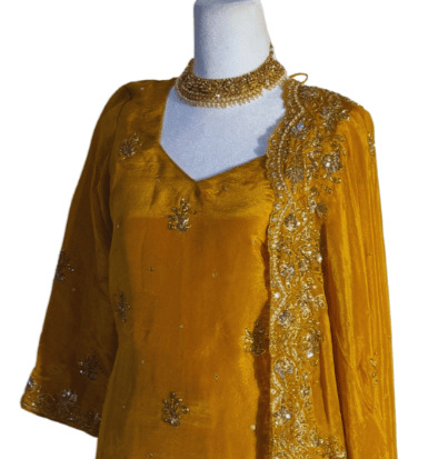 Hand Embroidered Top with Dupatta and Sharara ROOHANI FASHIONS LLC.