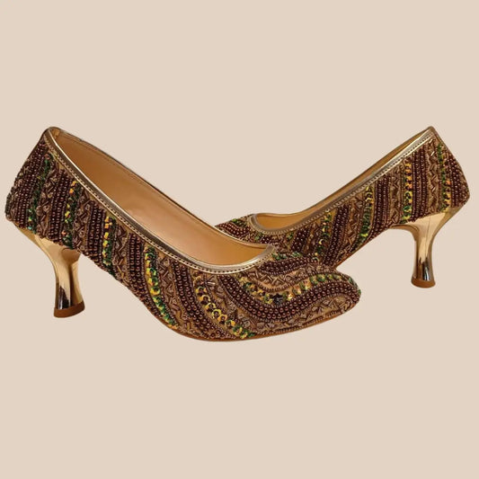 Golden Glow Heeled Jutti