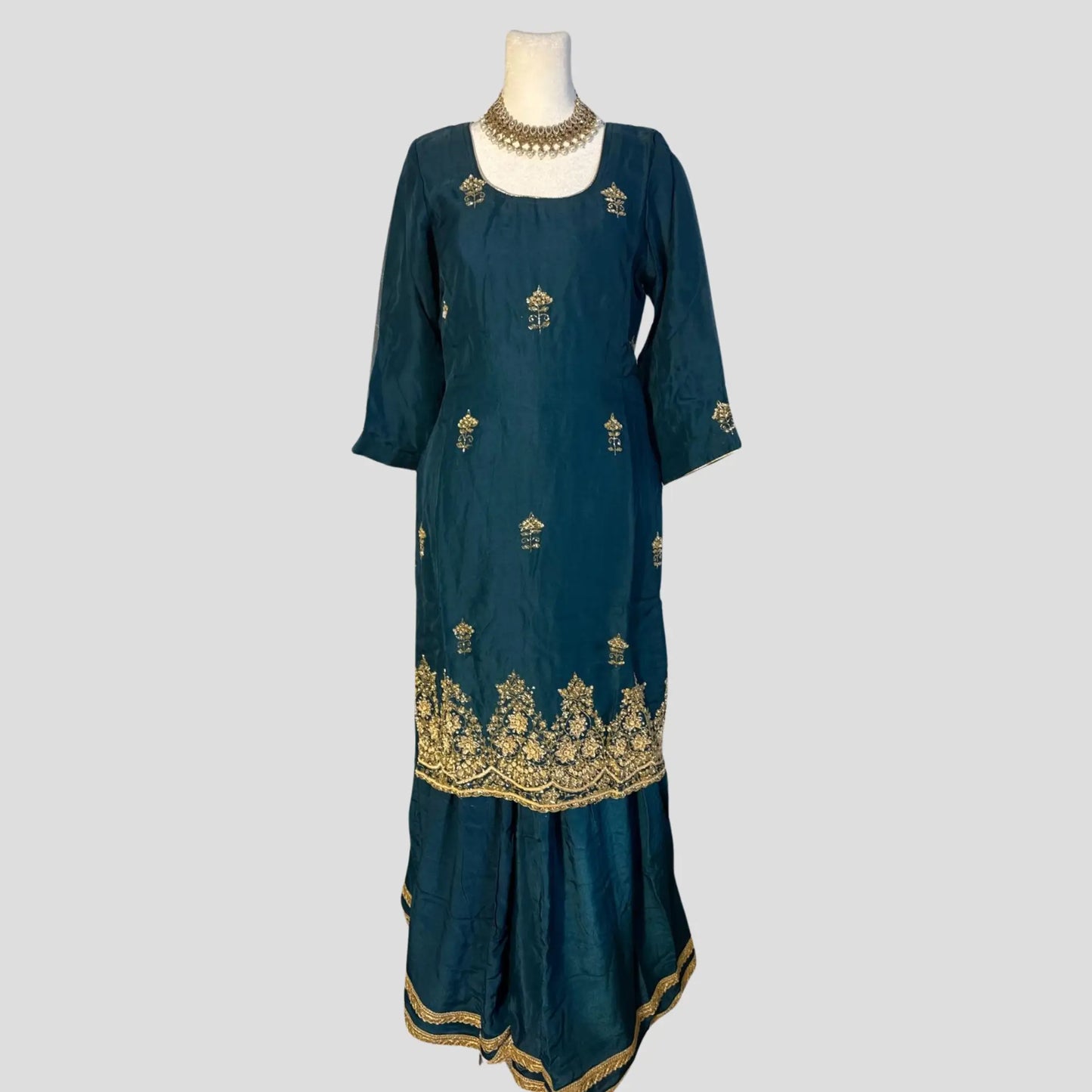 Hand Embroidered Top and Bandhini Dupatta with Sharara