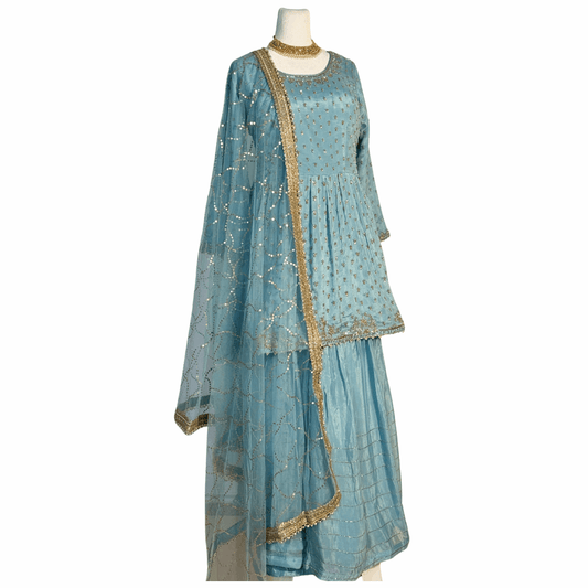 Embroidered Peplum Gharara Suit