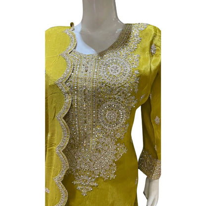 Embroidered top with dupatta and embroidered Gharara