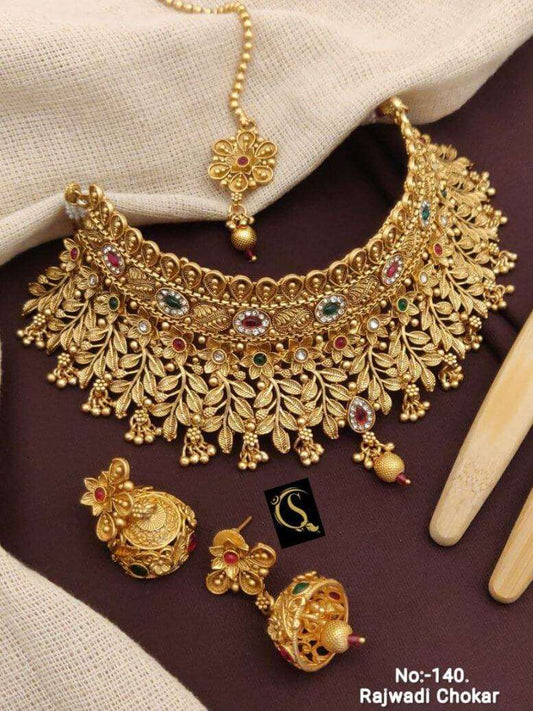 Rajwadi Mina Choker Set